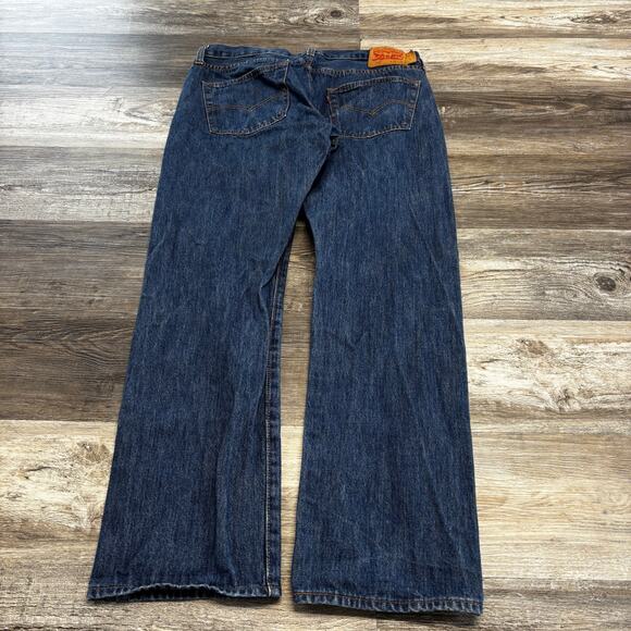Levi's 501 Red Tab Dark Wash Blue Mens 35x31 Straight Leg Button Fly Denim Jean, - Picture 3 of 12
